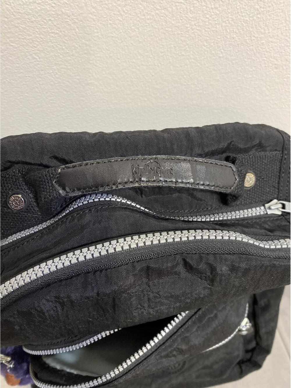 Kipling Black Nylon Backpack with Purple Monkey Keychain - Picture 8 of 8